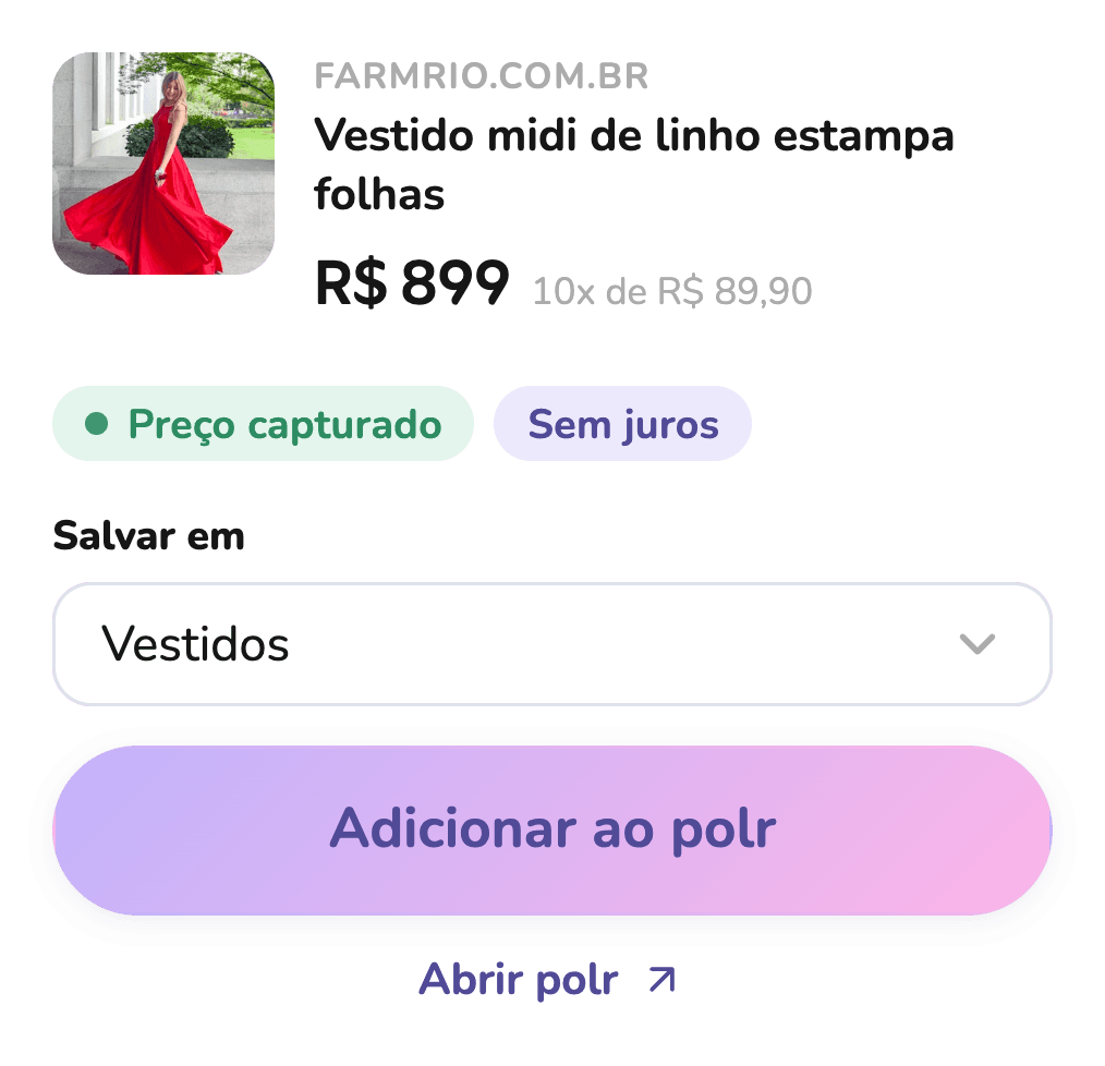 Extensão do polr capturando um produto